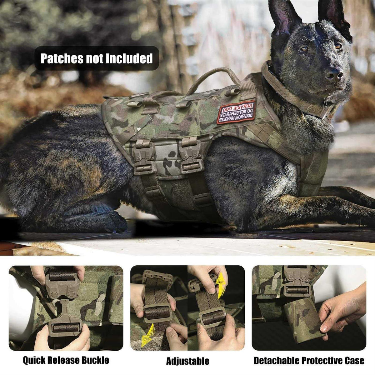 Tactical Dog Harness Adjustable Padded MOLLE Vest V88642