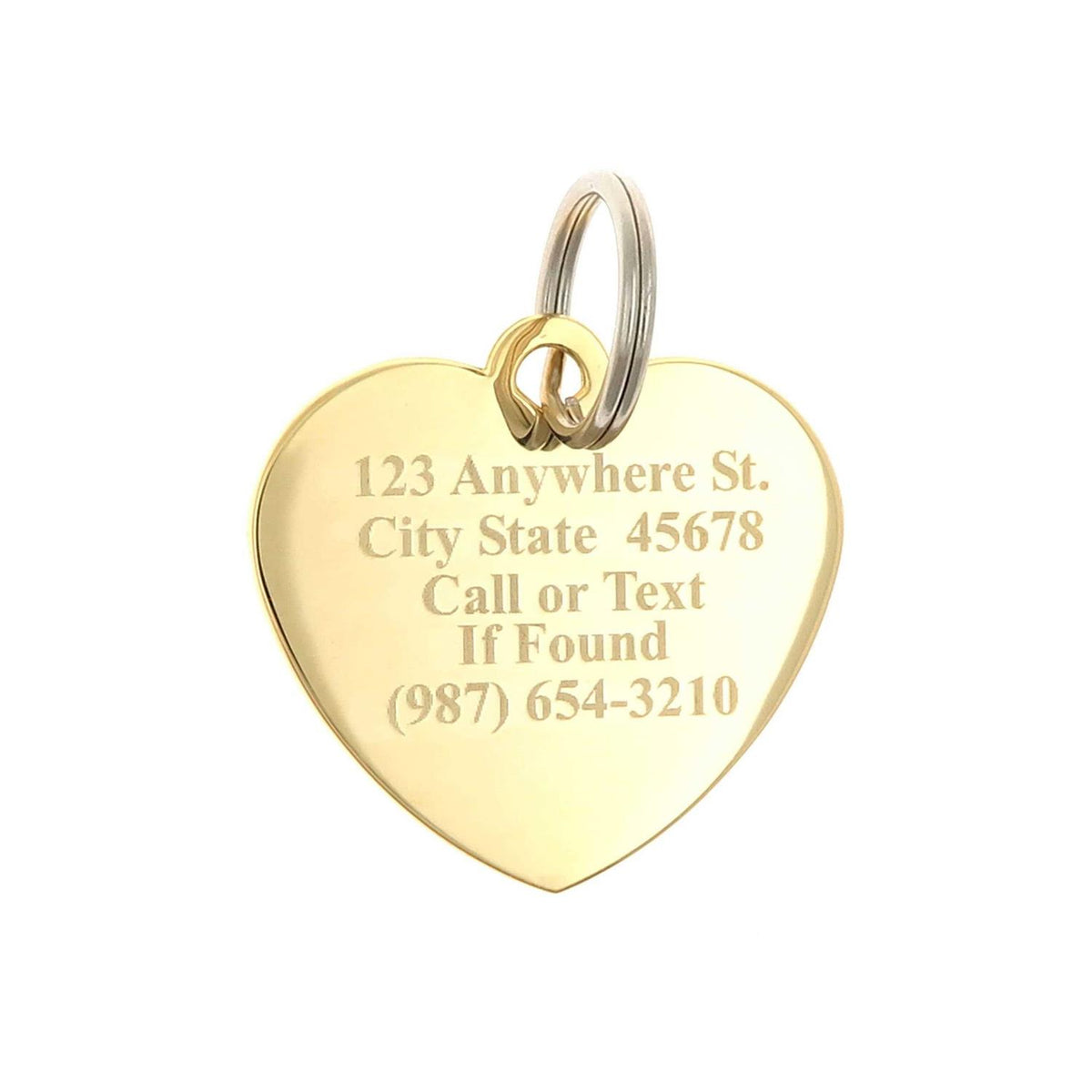 Custom Engraved Gold-Plated Heart Rhinestones Pet ID Tag B332