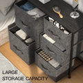Fabric 5 Drawer Dresser Tower with Wood Top B495