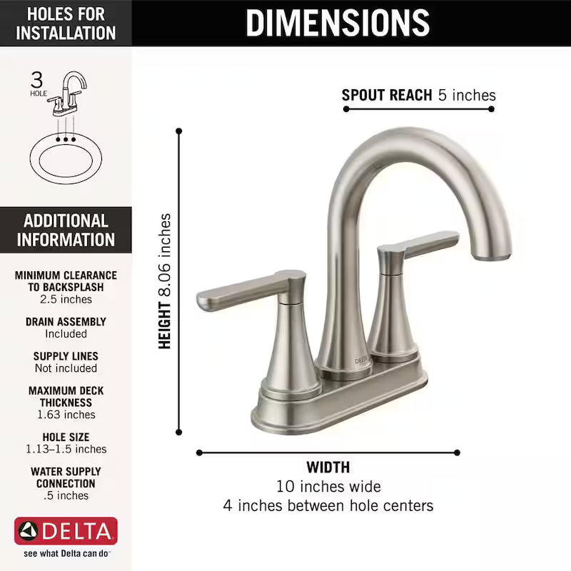 4 in. Centerset Double Handle Bathroom Faucet Brushed Nickel B35098