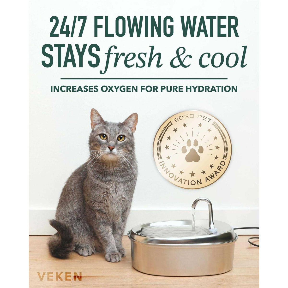 2.5L Stainless Steel Automatic Pet Water Fountain P2408