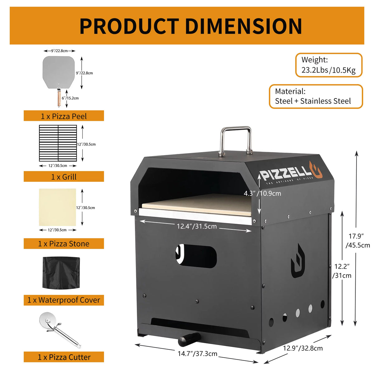 Black 16 inch Wood Fired Pizza Oven E22595