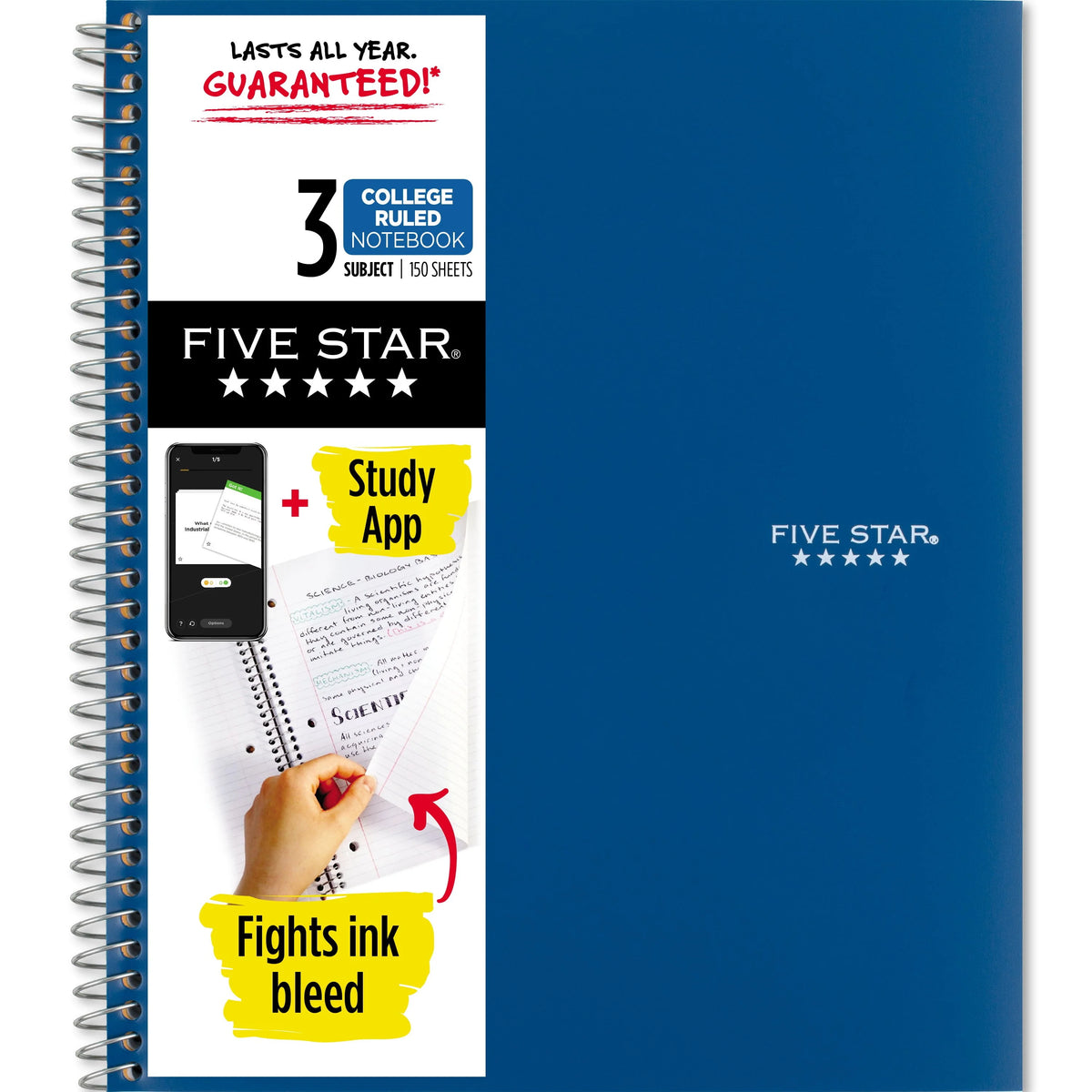 Wirebound Notebook, 3 Subject, College Ruled, Pacific Blue K5285
