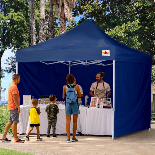10 ft x 10 ft White Metal Pop-Up Canopy Tent with Walls Z739