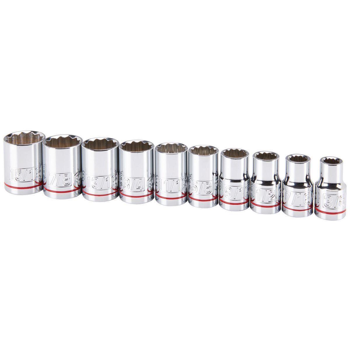 1/2 in. Drive SAE Chrome Socket Set, 10-Piece C483076